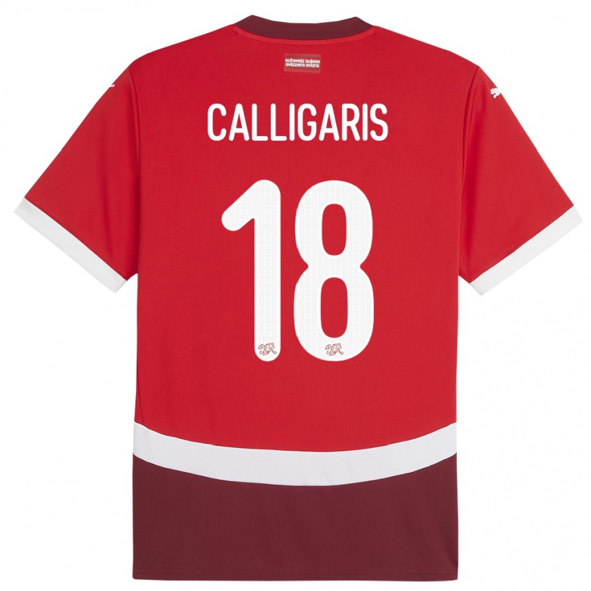 Hombre Fútbol Camiseta Suiza Viola Calligaris #18 Rojo 1ª Equipación 24-26 Argentina