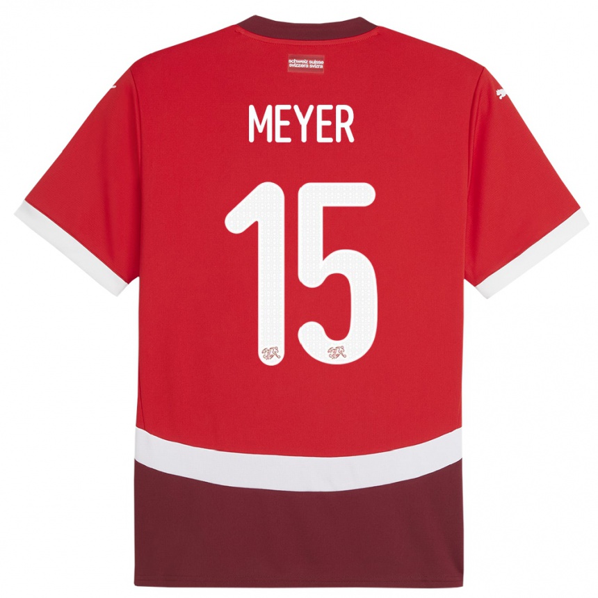 Hombre Fútbol Camiseta Suiza Leny Meyer #15 Rojo 1ª Equipación 24-26 Argentina