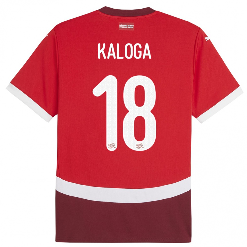 Hombre Fútbol Camiseta Suiza Issa Kaloga #18 Rojo 1ª Equipación 24-26 Argentina