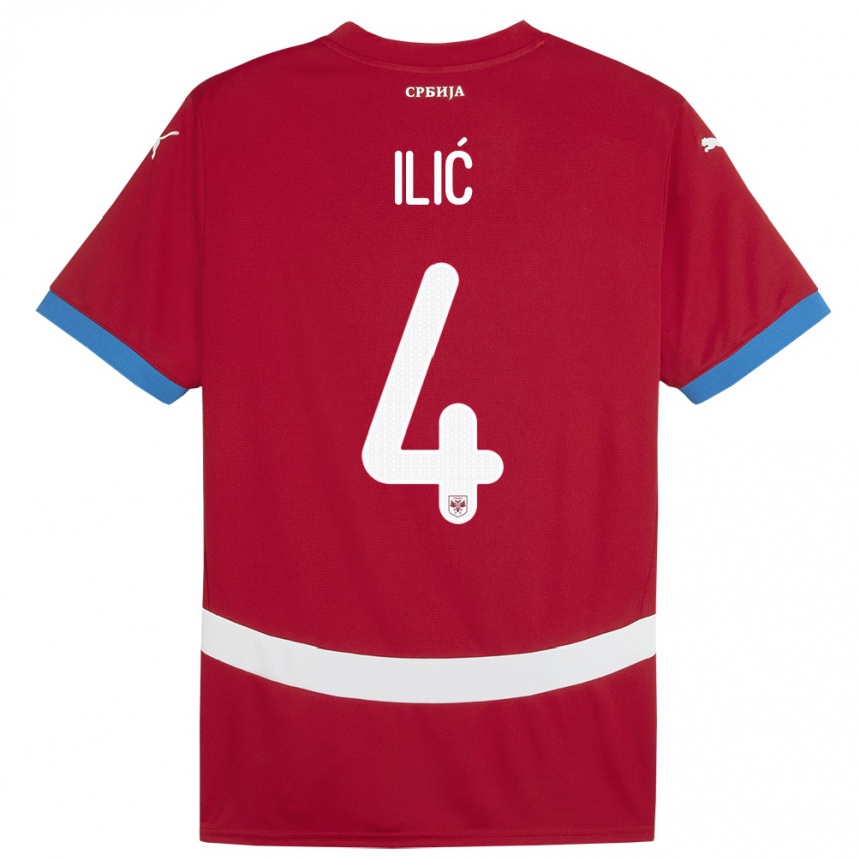 Hombre Fútbol Camiseta Serbia Marija Ilic #4 Rojo 1ª Equipación 24-26 Argentina