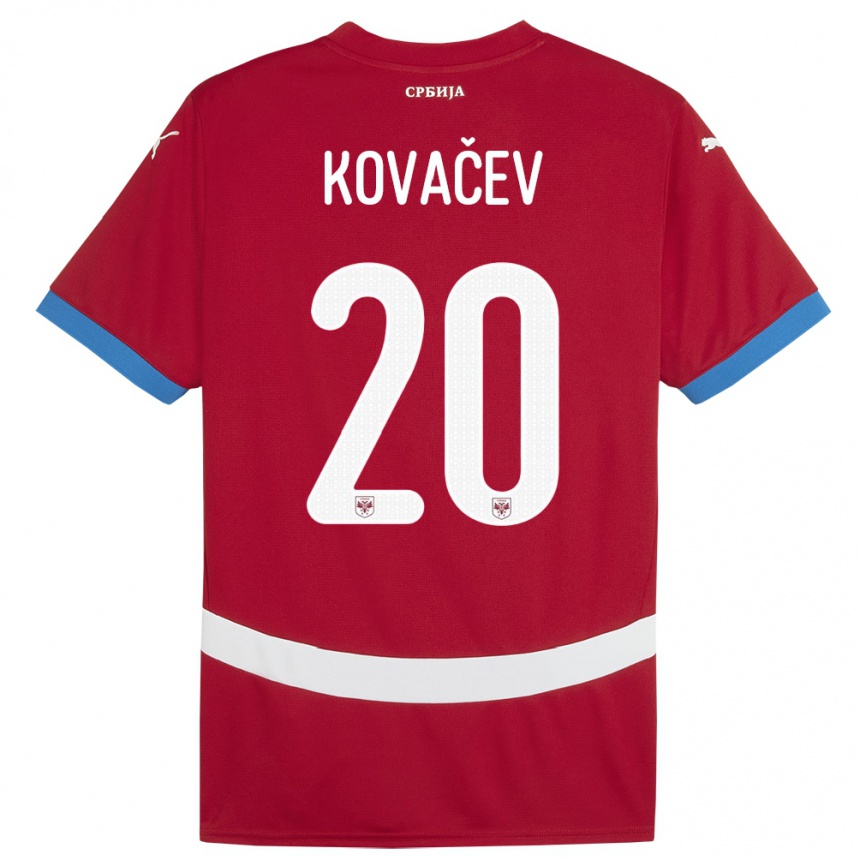 Hombre Fútbol Camiseta Serbia Milan Kovacev #20 Rojo 1ª Equipación 24-26 Argentina