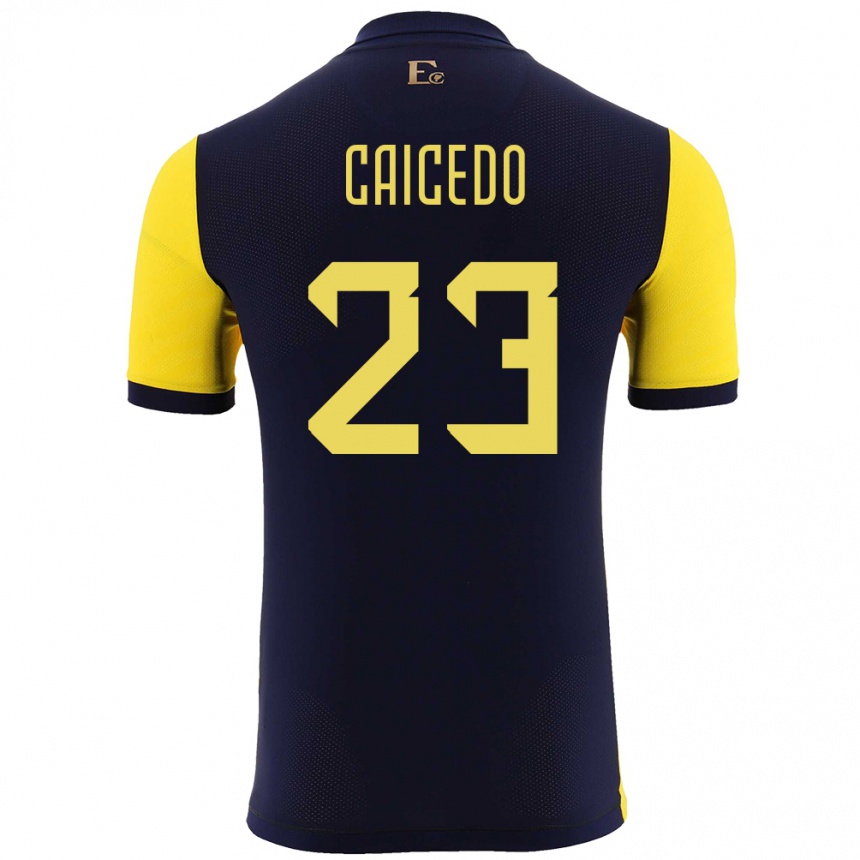 Hombre Fútbol Camiseta Ecuador Moises Caicedo #23 Amarillo 1ª Equipación 24-26 Argentina