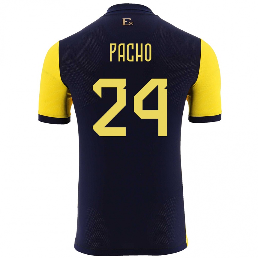 Hombre Fútbol Camiseta Ecuador William Pacho #24 Amarillo 1ª Equipación 24-26 Argentina