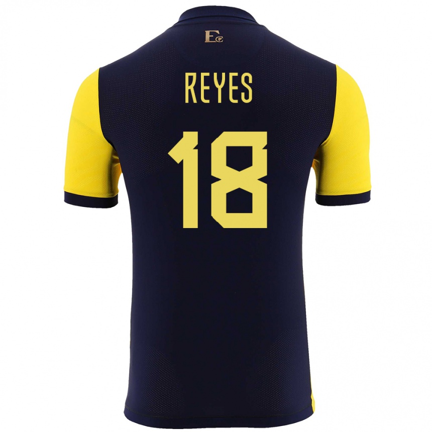 Hombre Fútbol Camiseta Ecuador Ashley Reyes #18 Amarillo 1ª Equipación 24-26 Argentina