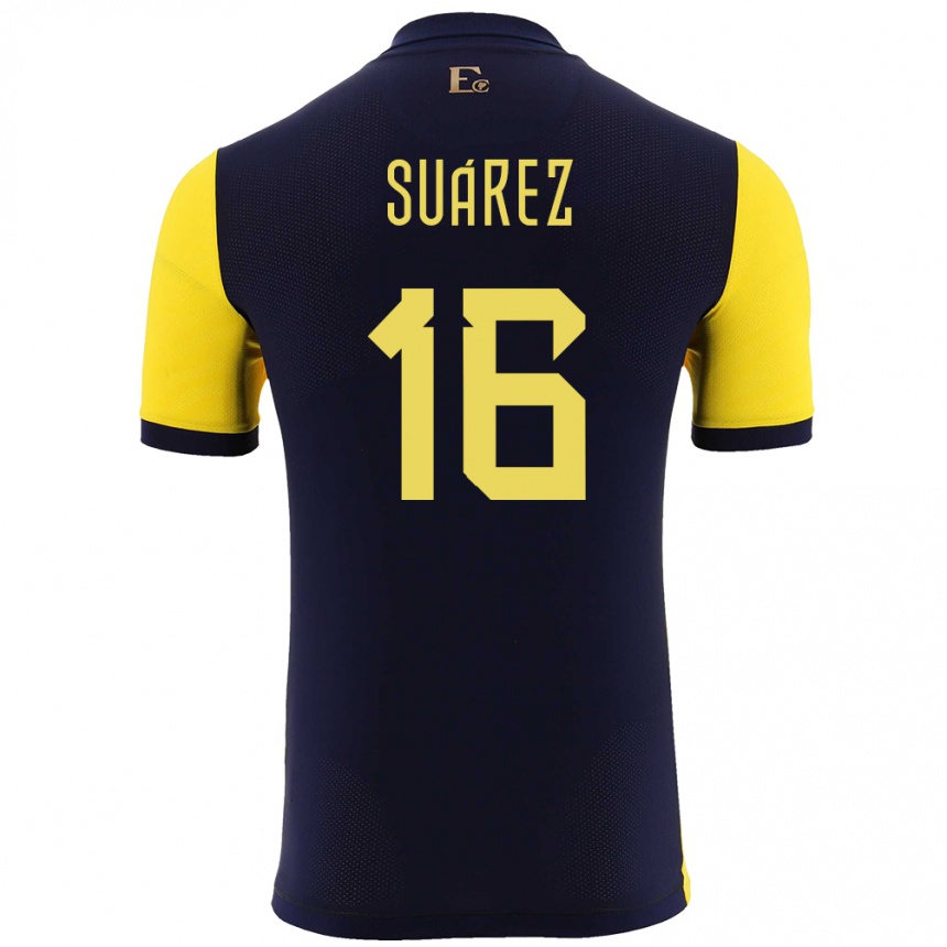 Hombre Fútbol Camiseta Ecuador Ariel Suarez #16 Amarillo 1ª Equipación 24-26 Argentina