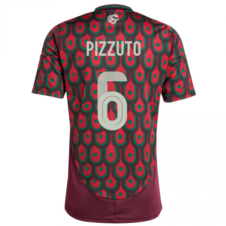 Hombre Fútbol Camiseta México Eugenio Pizzuto #6 Granate 1ª Equipación 24-26 Argentina