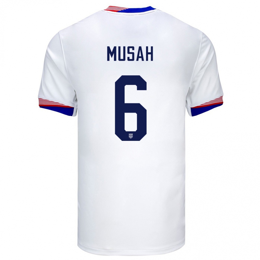 Hombre Fútbol Camiseta Estados Unidos Yunus Musah #6 Blanco 1ª Equipación 24-26 Argentina