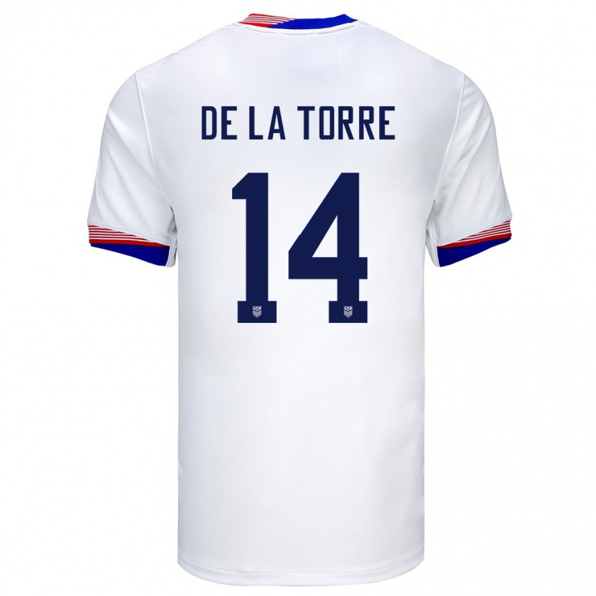 Hombre Fútbol Camiseta Estados Unidos Luca De La Torre #14 Blanco 1ª Equipación 24-26 Argentina