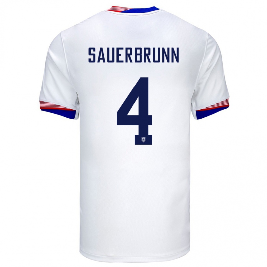 Hombre Fútbol Camiseta Estados Unidos Becky Sauerbrunn #4 Blanco 1ª Equipación 24-26 Argentina