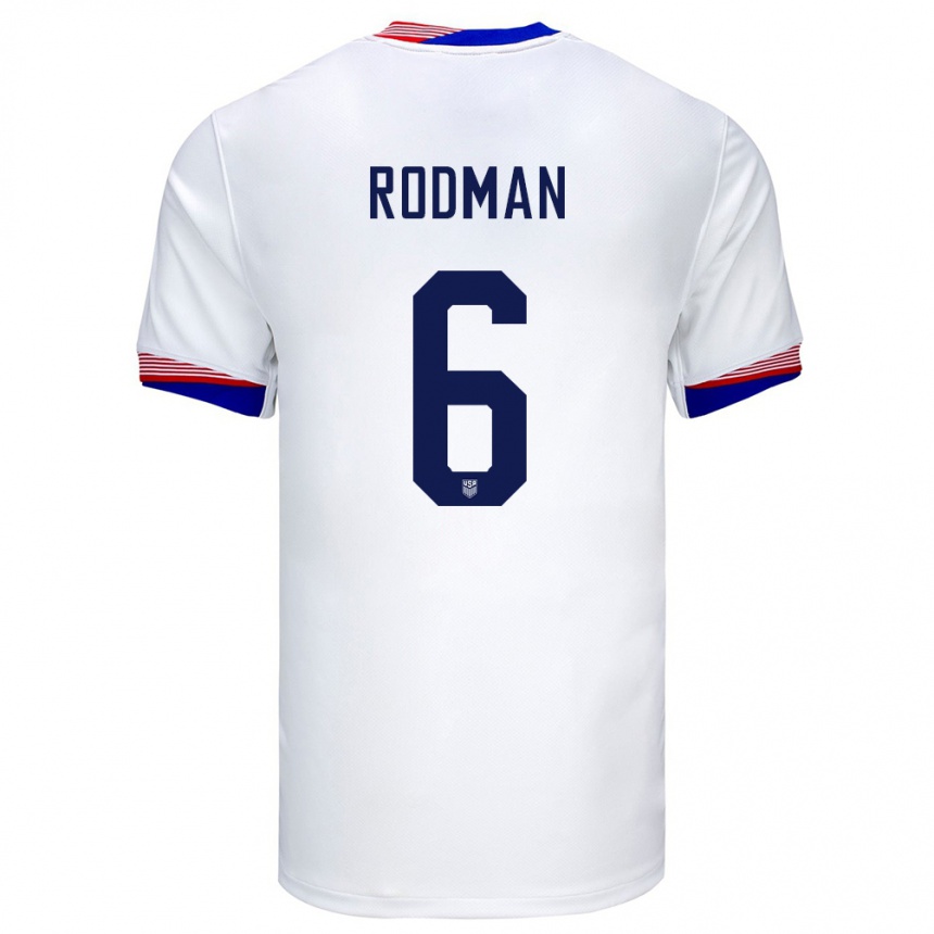 Hombre Fútbol Camiseta Estados Unidos Trinity Rodman #6 Blanco 1ª Equipación 24-26 Argentina