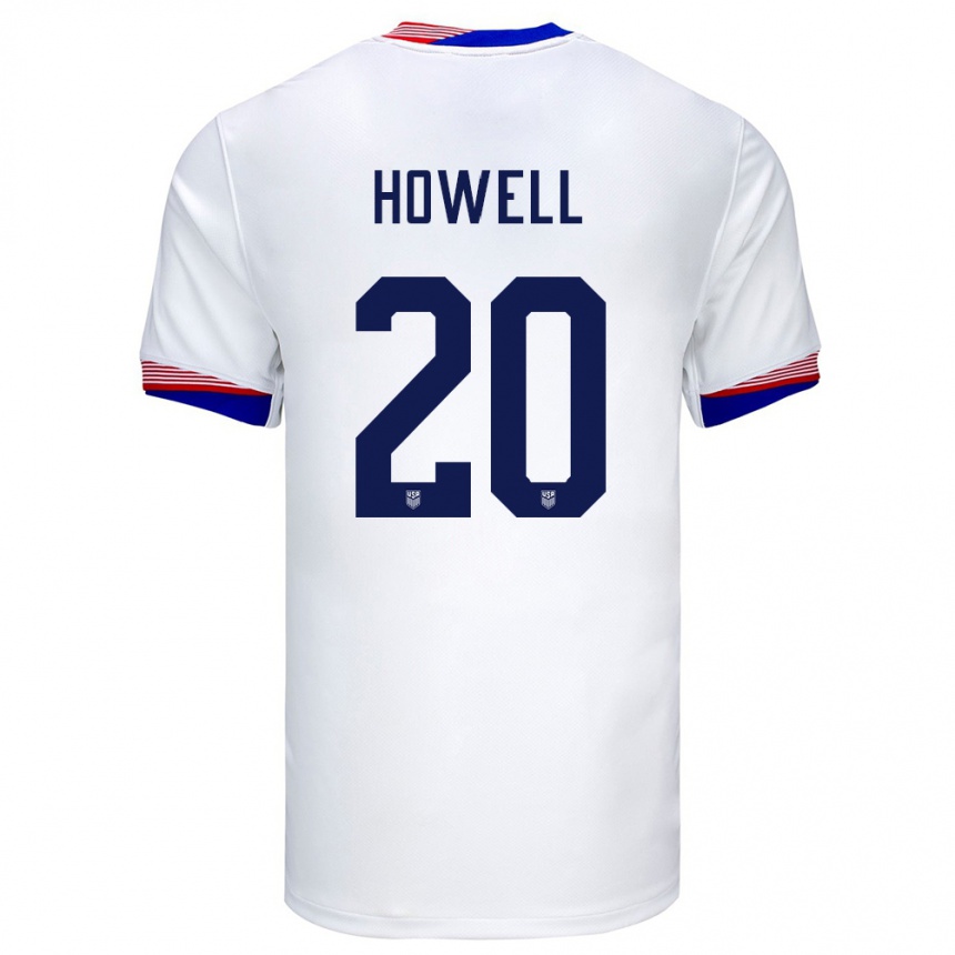 Hombre Fútbol Camiseta Estados Unidos Jaelin Howell #20 Blanco 1ª Equipación 24-26 Argentina