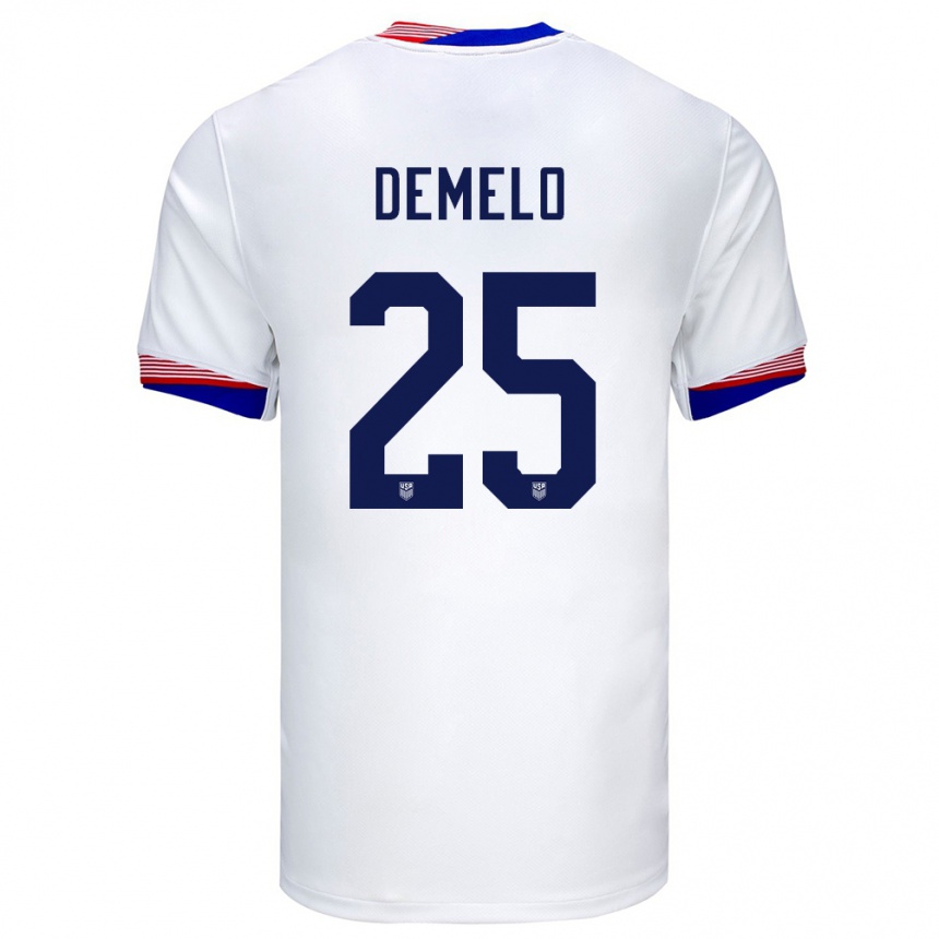 Hombre Fútbol Camiseta Estados Unidos Savannah Demelo #25 Blanco 1ª Equipación 24-26 Argentina