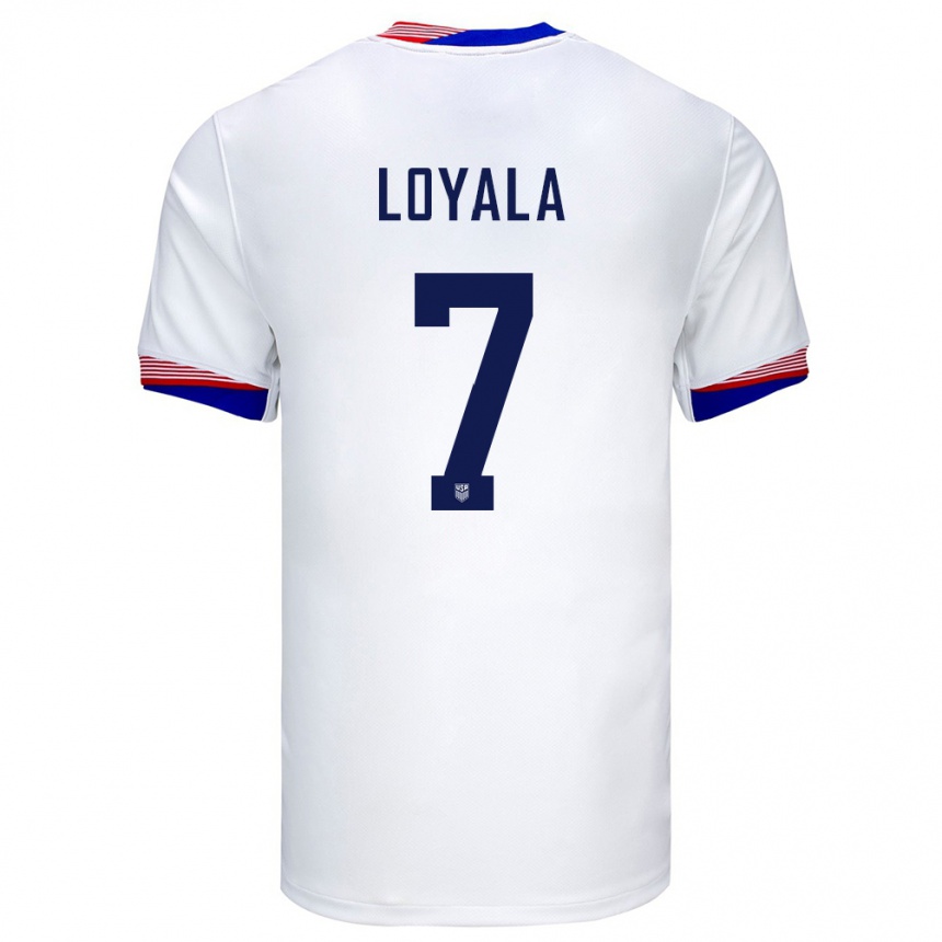 Hombre Fútbol Camiseta Estados Unidos Favian Loyala #7 Blanco 1ª Equipación 24-26 Argentina