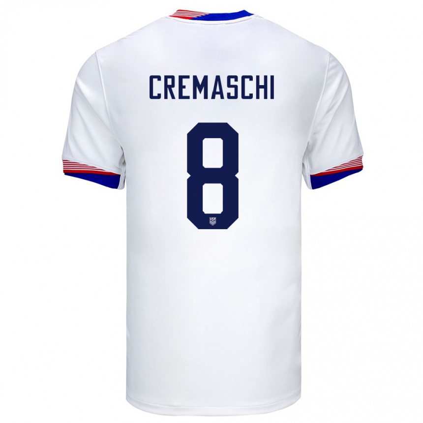 Hombre Fútbol Camiseta Estados Unidos Benjamin Cremaschi #8 Blanco 1ª Equipación 24-26 Argentina