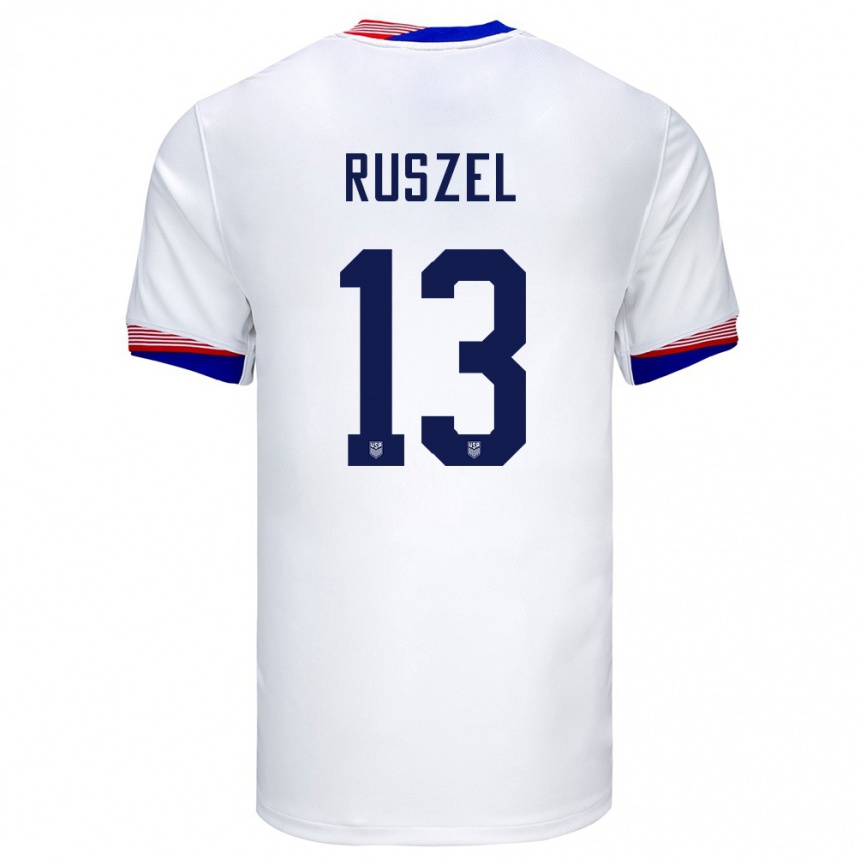 Hombre Fútbol Camiseta Estados Unidos Marcel Ruszel #13 Blanco 1ª Equipación 24-26 Argentina