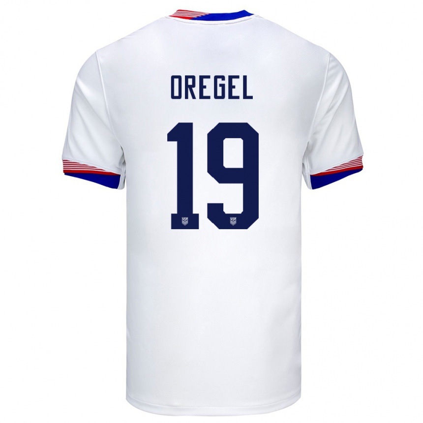 Hombre Fútbol Camiseta Estados Unidos Sergio Oregel #19 Blanco 1ª Equipación 24-26 Argentina