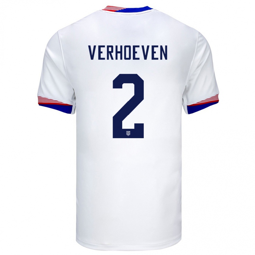 Hombre Fútbol Camiseta Estados Unidos Oscar Verhoeven #2 Blanco 1ª Equipación 24-26 Argentina