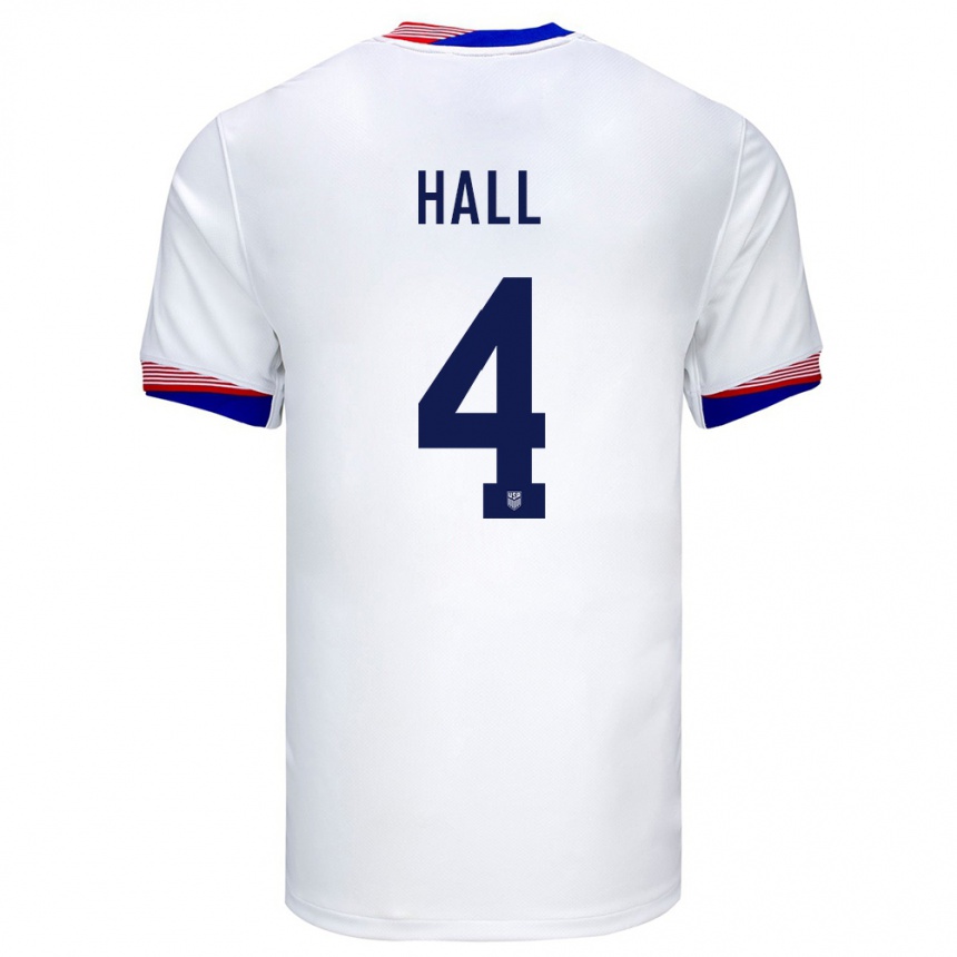 Hombre Fútbol Camiseta Estados Unidos Tyler Hall #4 Blanco 1ª Equipación 24-26 Argentina