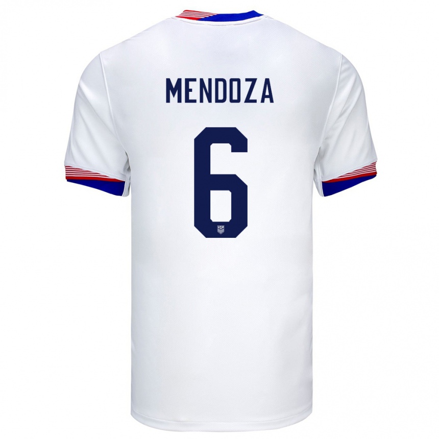 Hombre Fútbol Camiseta Estados Unidos Edwyn Mendoza #6 Blanco 1ª Equipación 24-26 Argentina