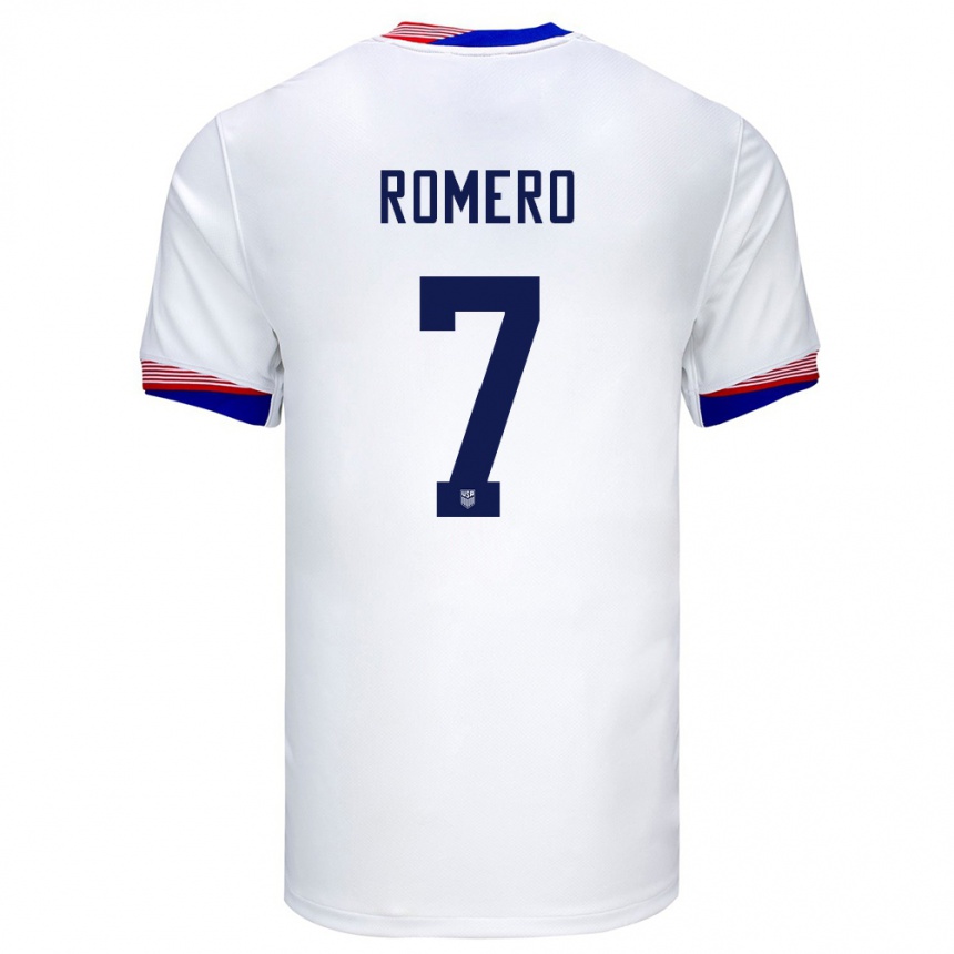 Hombre Fútbol Camiseta Estados Unidos Brian Romero #7 Blanco 1ª Equipación 24-26 Argentina