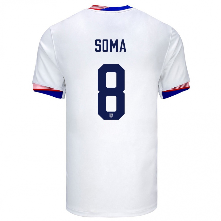 Hombre Fútbol Camiseta Estados Unidos Pedro Soma #8 Blanco 1ª Equipación 24-26 Argentina