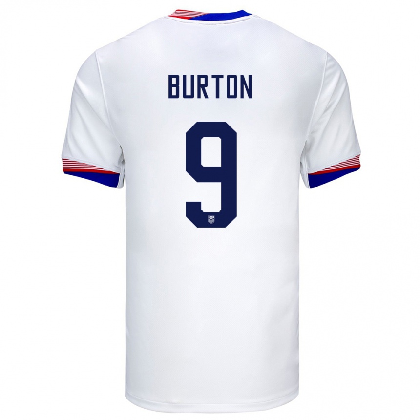 Hombre Fútbol Camiseta Estados Unidos Micah Burton #9 Blanco 1ª Equipación 24-26 Argentina