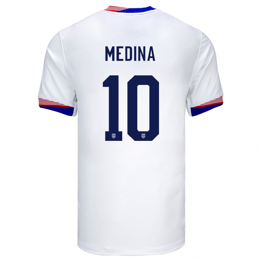 Hombre Fútbol Camiseta Estados Unidos Cruz Medina #10 Blanco 1ª Equipación 24-26 Argentina