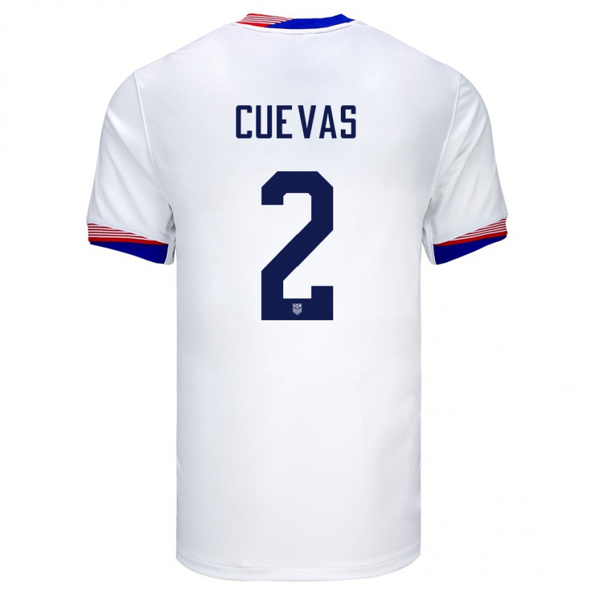 Hombre Fútbol Camiseta Estados Unidos Mauricio Cuevas #2 Blanco 1ª Equipación 24-26 Argentina