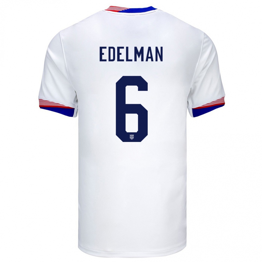 Hombre Fútbol Camiseta Estados Unidos Daniel Edelman #6 Blanco 1ª Equipación 24-26 Argentina