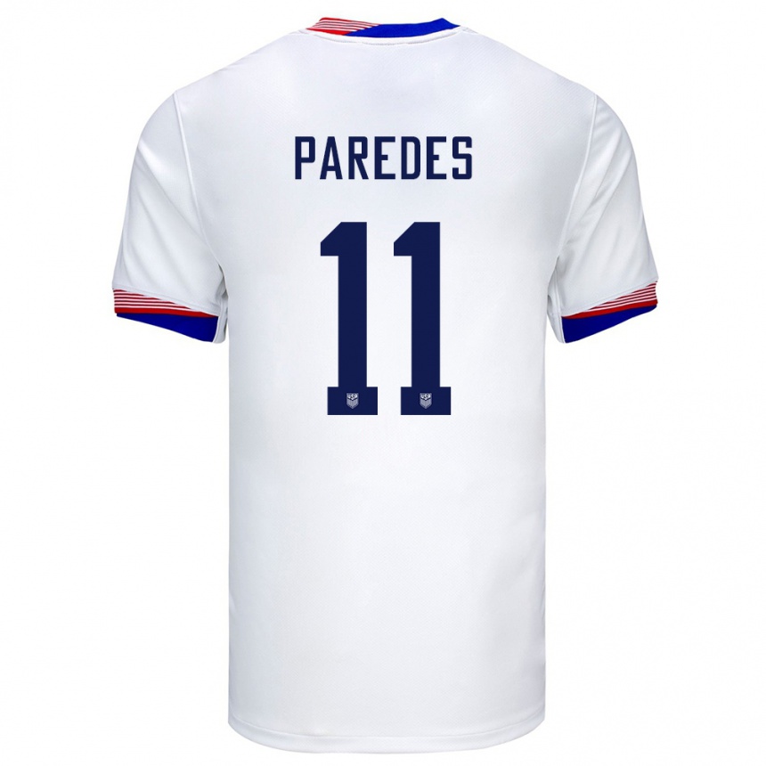 Hombre Fútbol Camiseta Estados Unidos Kevin Paredes #11 Blanco 1ª Equipación 24-26 Argentina