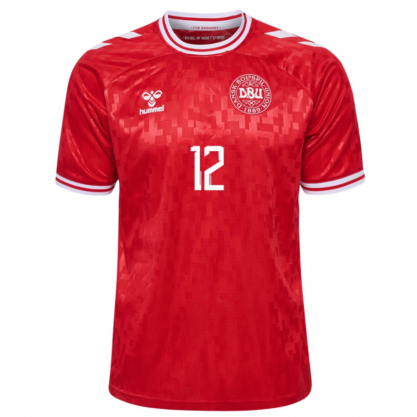 Hombre Fútbol Camiseta Dinamarca Kasper Dolberg #12 Rojo 1ª Equipación 24-26 Argentina