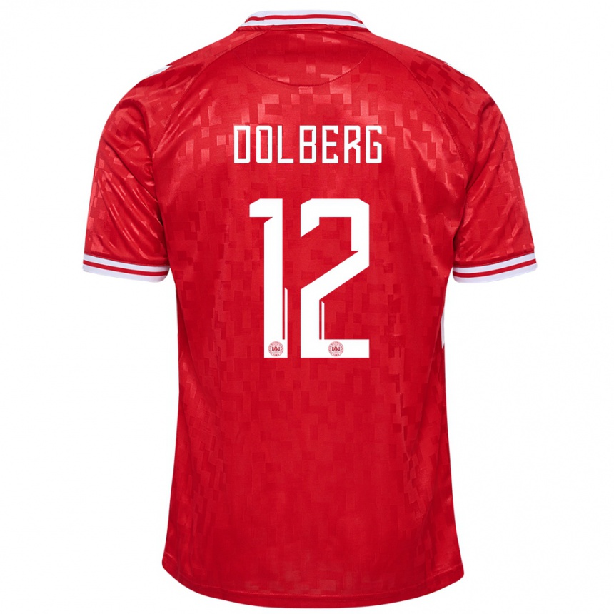 Hombre Fútbol Camiseta Dinamarca Kasper Dolberg #12 Rojo 1ª Equipación 24-26 Argentina