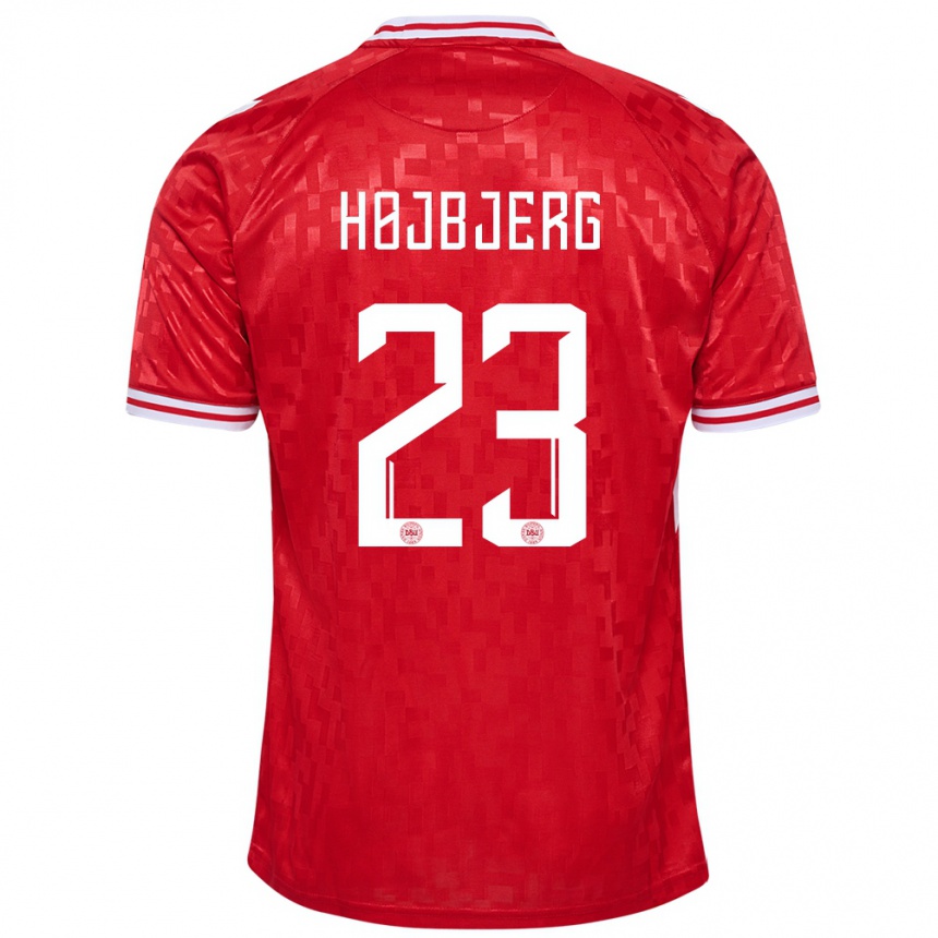 Hombre Fútbol Camiseta Dinamarca Pierre Emile Hojbjerg #23 Rojo 1ª Equipación 24-26 Argentina