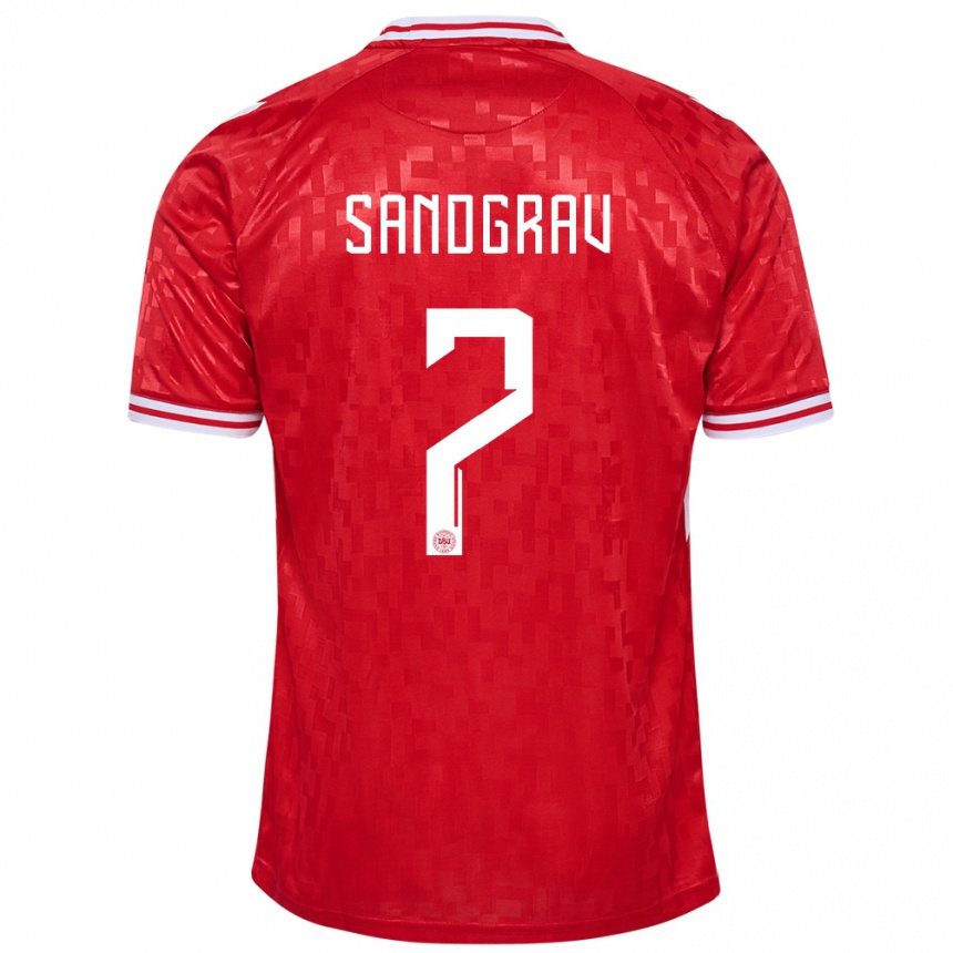 Hombre Fútbol Camiseta Dinamarca Lauge Sandgrav #7 Rojo 1ª Equipación 24-26 Argentina