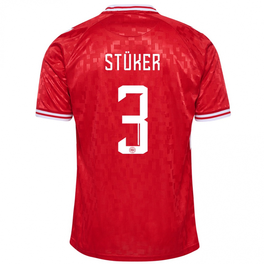 Hombre Fútbol Camiseta Dinamarca Simon Stüker #3 Rojo 1ª Equipación 24-26 Argentina