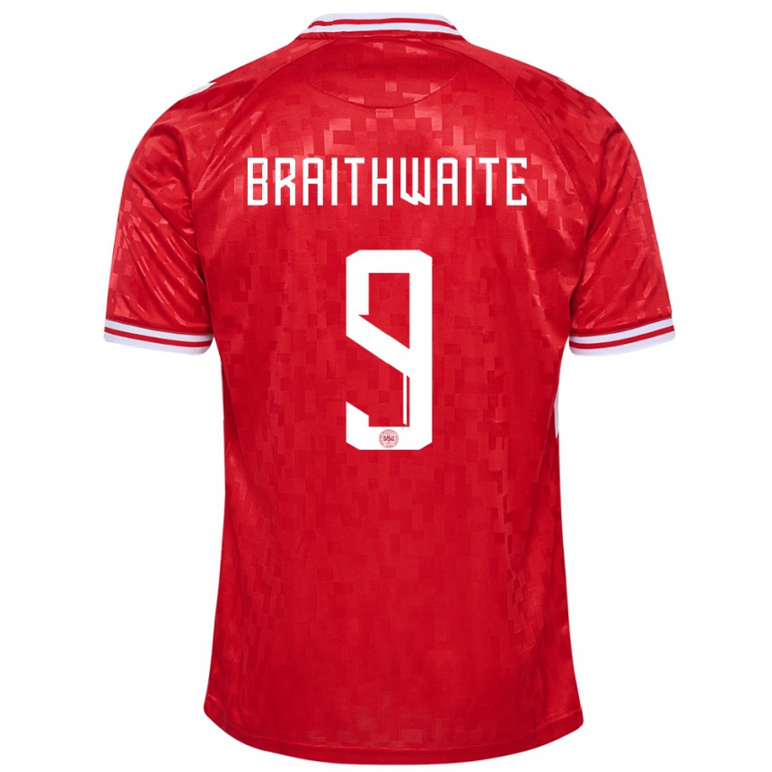 Hombre Fútbol Camiseta Dinamarca Martin Braithwaite #9 Rojo 1ª Equipación 24-26 Argentina