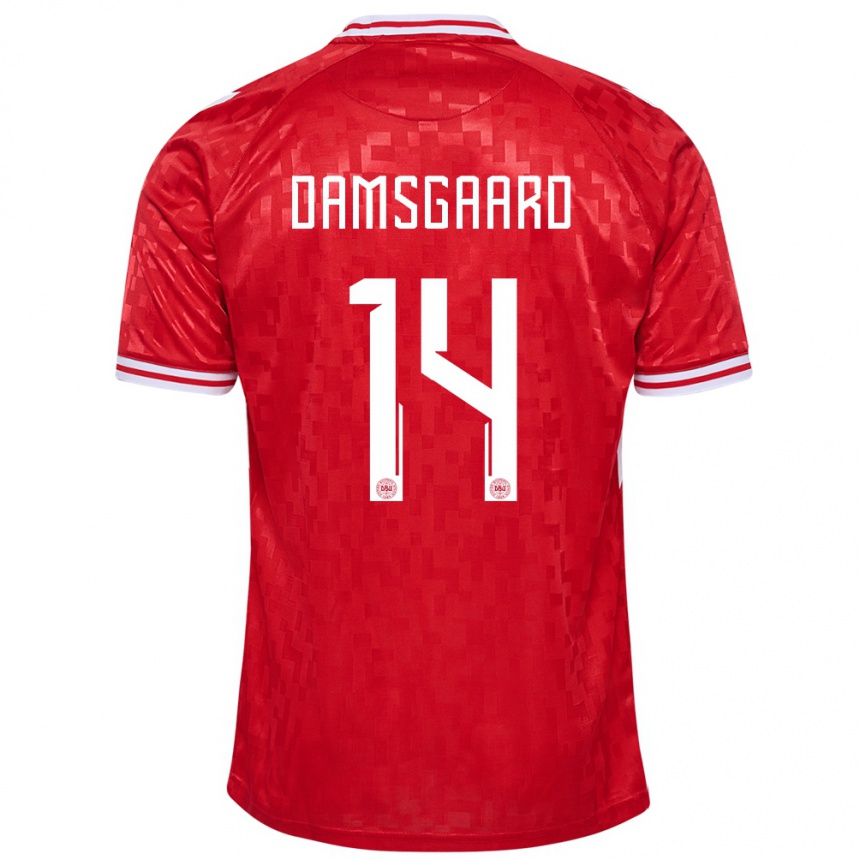 Hombre Fútbol Camiseta Dinamarca Mikkel Damsgaard #14 Rojo 1ª Equipación 24-26 Argentina