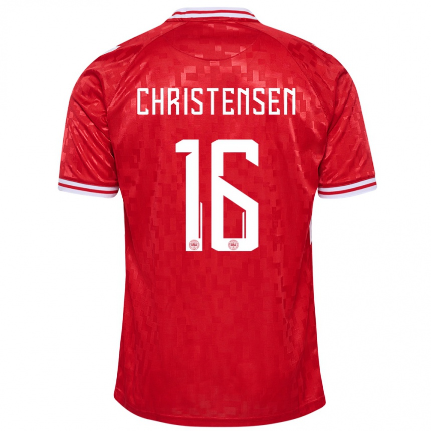 Hombre Fútbol Camiseta Dinamarca Oliver Christensen #16 Rojo 1ª Equipación 24-26 Argentina