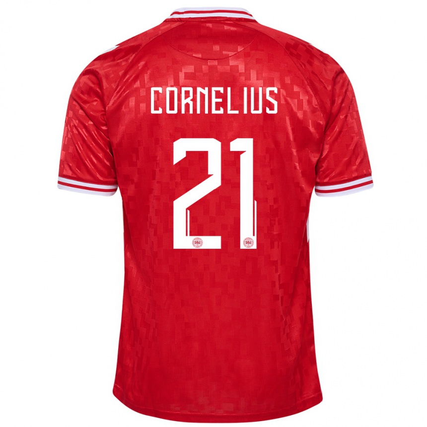 Hombre Fútbol Camiseta Dinamarca Andreas Cornelius #21 Rojo 1ª Equipación 24-26 Argentina