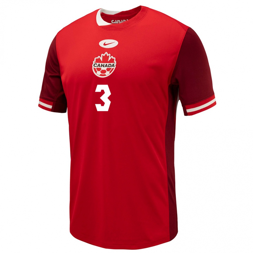 Hombre Fútbol Camiseta Canadá Samuel Adekugbe #3 Rojo 1ª Equipación 24-26 Argentina