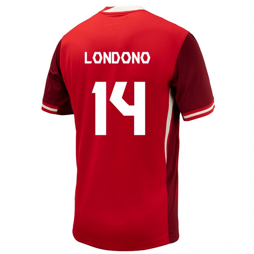 Hombre Fútbol Camiseta Canadá Tyler Londono #14 Rojo 1ª Equipación 24-26 Argentina