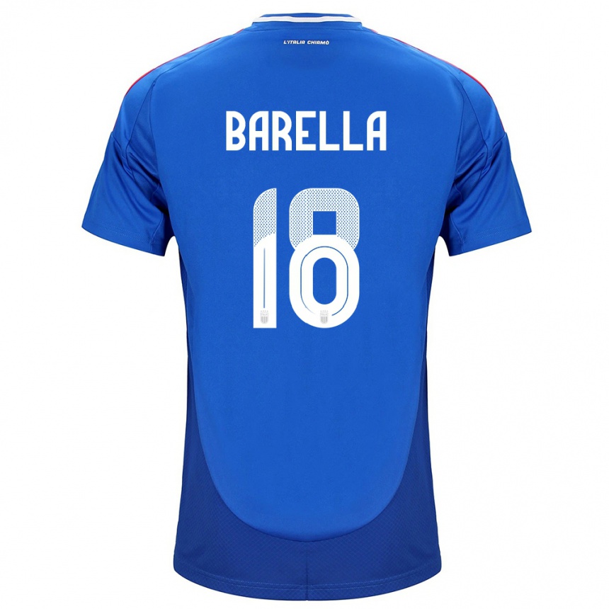 Hombre Fútbol Camiseta Italia Nicolò Barella #18 Azul 1ª Equipación 24-26 Argentina