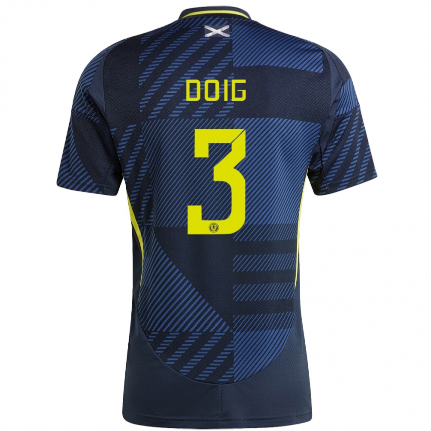 Hombre Fútbol Camiseta Escocia Josh Doig #3 Azul Oscuro 1ª Equipación 24-26 Argentina