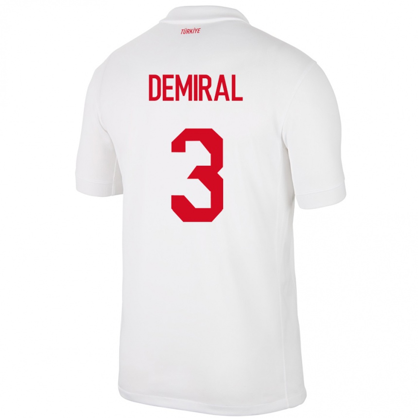 Hombre Fútbol Camiseta Turquía Merih Demiral #3 Blanco 1ª Equipación 24-26 Argentina