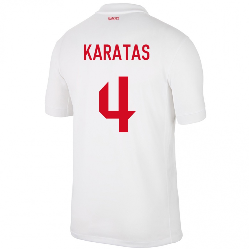 Hombre Fútbol Camiseta Turquía Eda Karataş #4 Blanco 1ª Equipación 24-26 Argentina