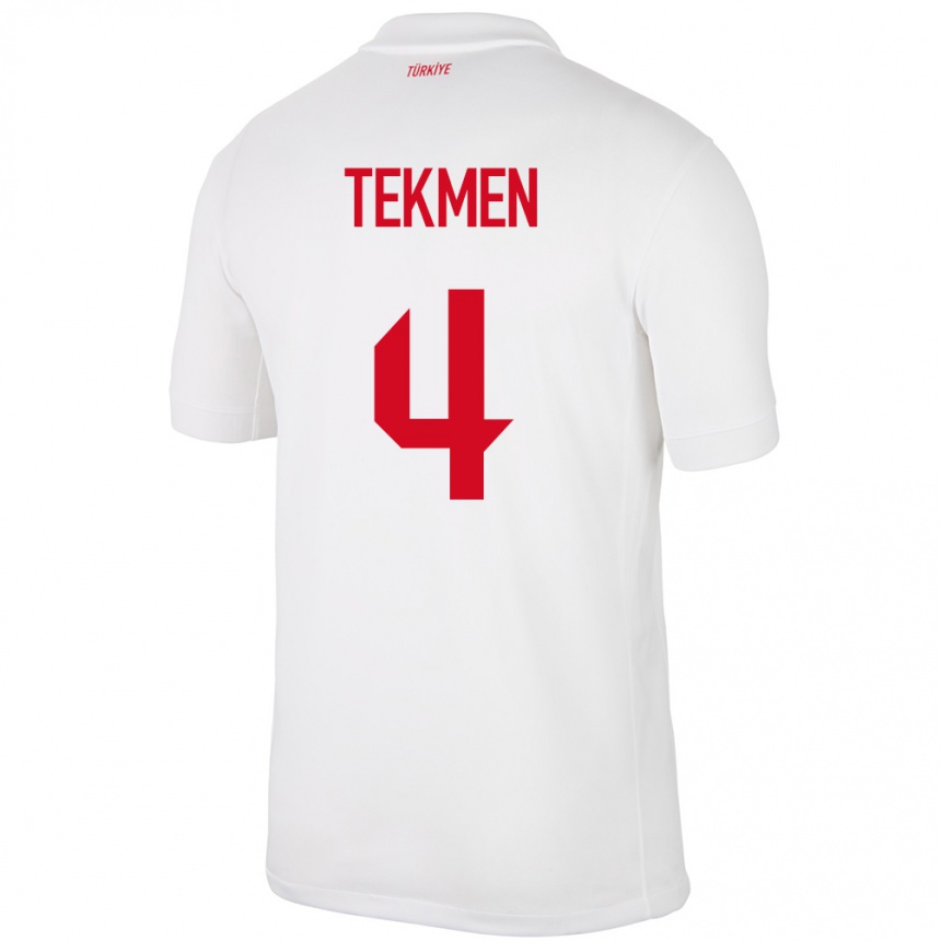 Hombre Fútbol Camiseta Turquía Ece Tekmen #4 Blanco 1ª Equipación 24-26 Argentina