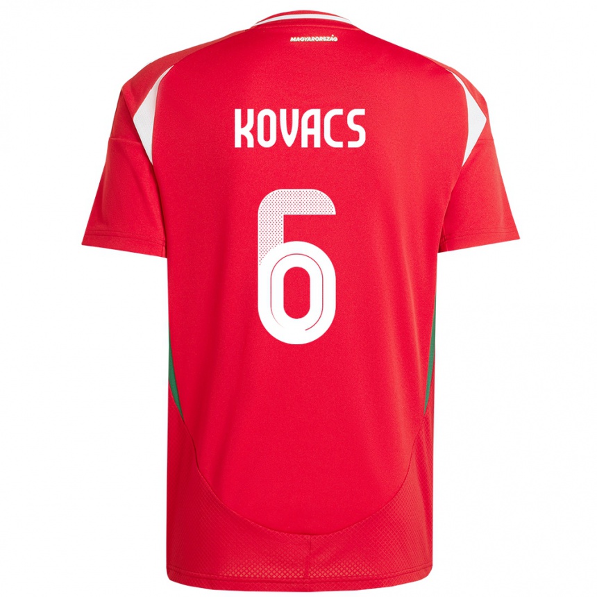 Hombre Fútbol Camiseta Hungría Noel Kovács #6 Rojo 1ª Equipación 24-26 Argentina