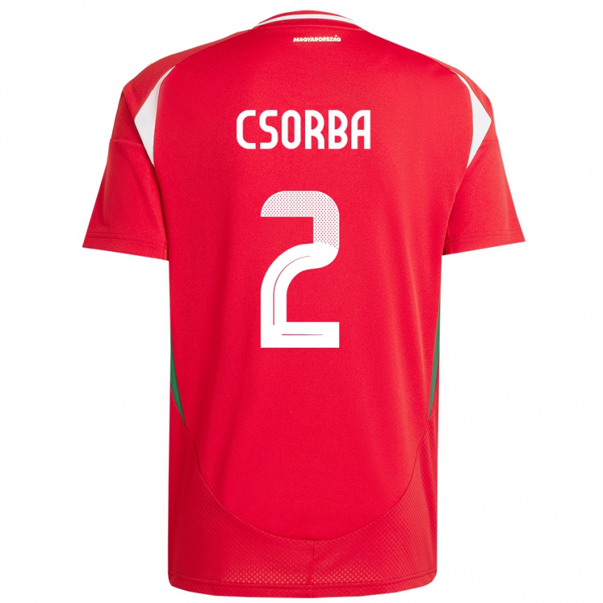 Hombre Fútbol Camiseta Hungría Dominik Csorba #2 Rojo 1ª Equipación 24-26 Argentina