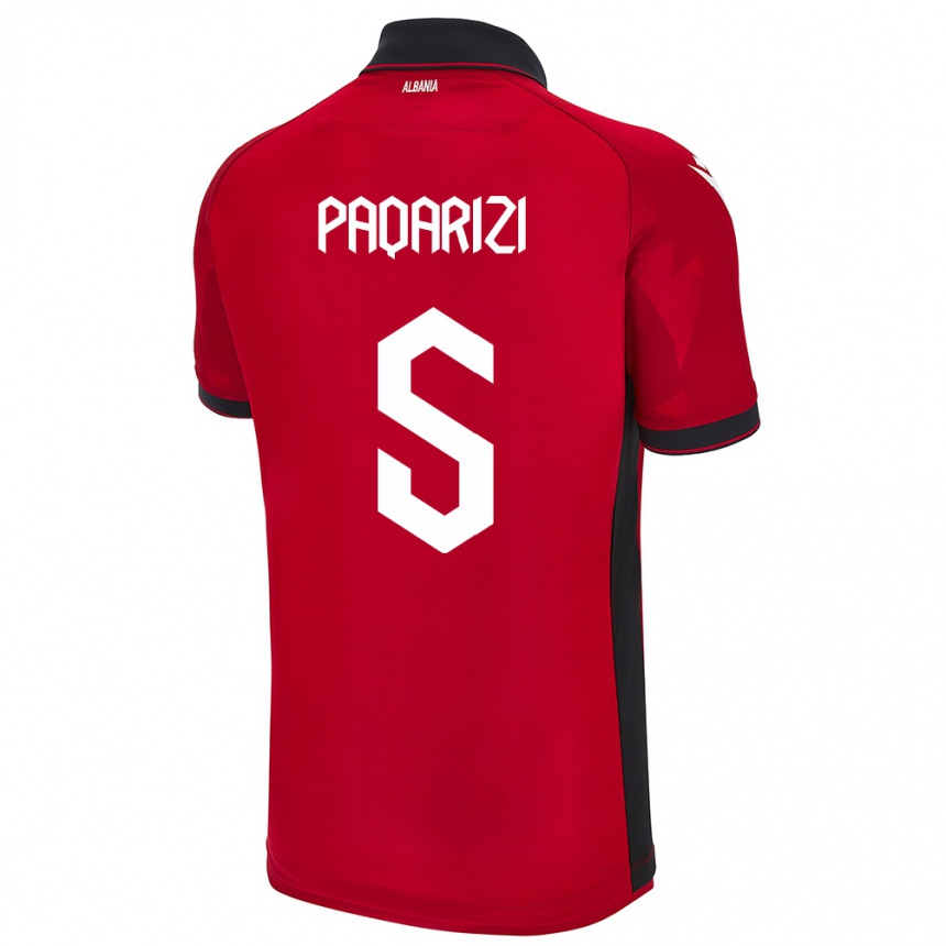 Hombre Fútbol Camiseta Albania Vesa Paqarizi #5 Rojo 1ª Equipación 24-26 Argentina