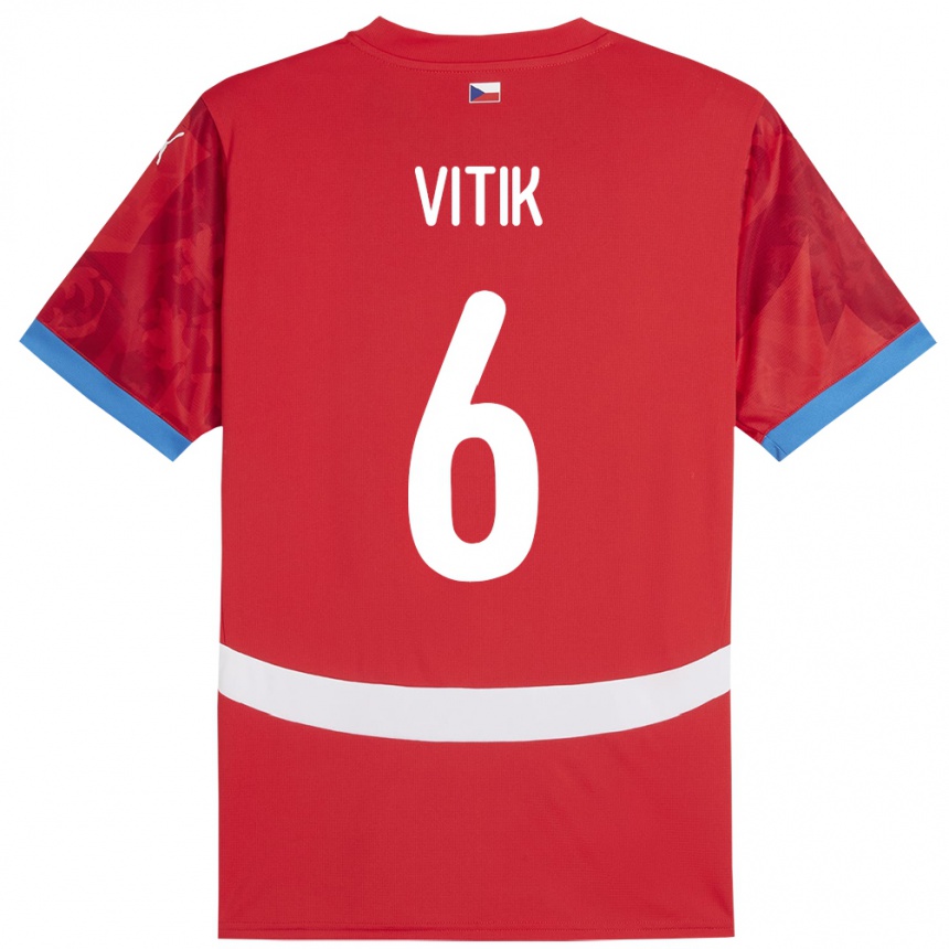 Hombre Fútbol Camiseta Chequia Martin Vitík #6 Rojo 1ª Equipación 24-26 Argentina